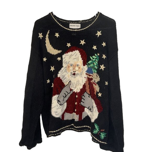 Hampshire Studio Detailed Santa Clause Crocheted Sweater...